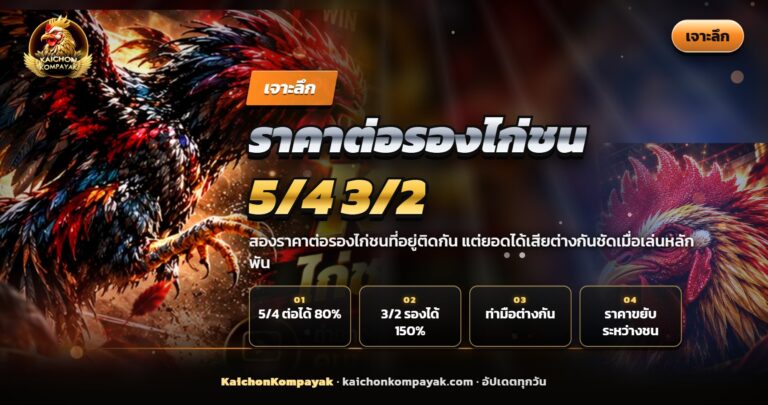 ไก่ชนไทยสองตัวกำลังเริ่มชนกันบนสังเวียน ประกอบบทความราคาต่อรองไก่ชน 5/4 3/2